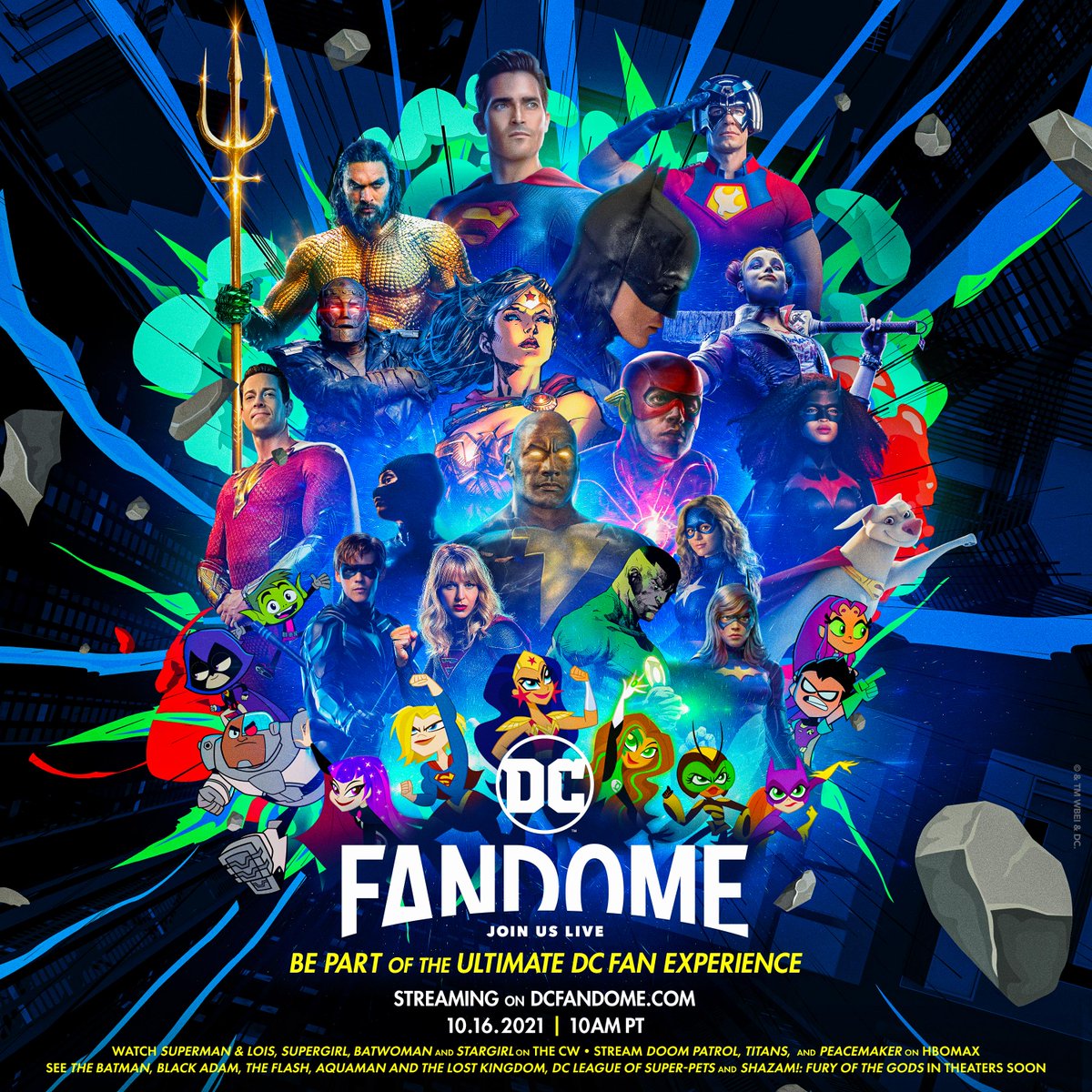 One day. One show. All for you. Mark your calendars for #DCFanDome, a free, streaming, global fan experience on October 16! bit.ly/3kHJ6FX