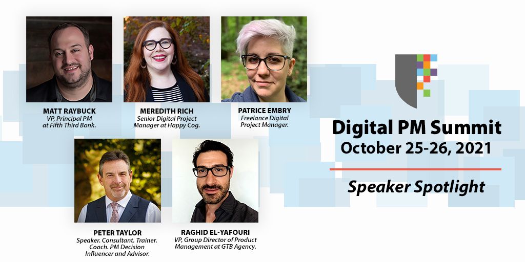 bureauofdigital's tweet image. Check out these 5 #digital badasses that'll be at Digital PM Summit 2021 😎⤵️
Matt Raybuck of @FifthThird 
Meredith Rick of @happycog 
Patrice Embry (@patrice108)
Peter Taylor (@thelazypm)
@RaghidElyafouri of @GTB_Tweets 
Learn more, here: bit.ly/3qdSrr7