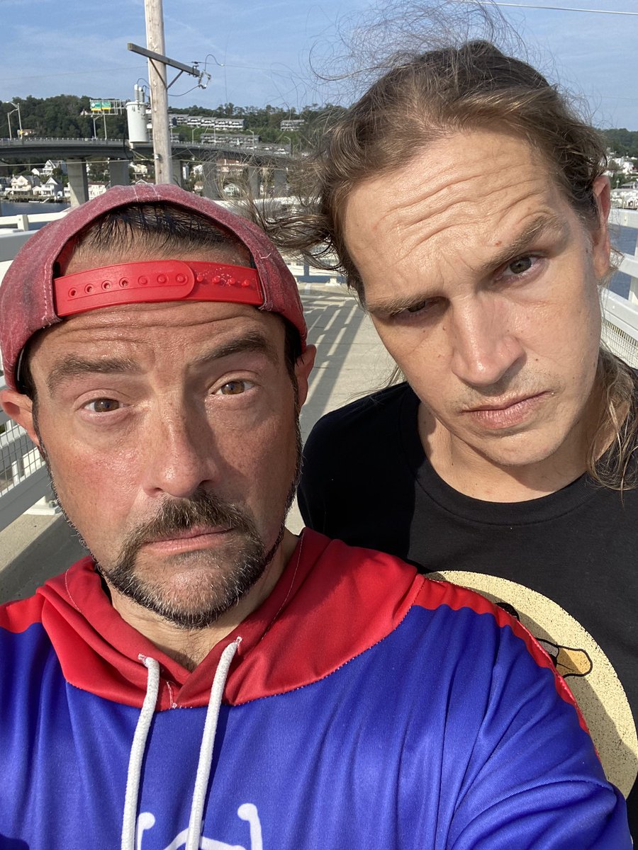 Last Day of CLERKS III.
It’s been a blissful shoot.
I’ve already cut together about an hour of the movie and it’s a funny as fuck, emotional paean to cinema.
Tonight, these 2 old fools wrap their 10th movie together.
Today, they’re just trying to survive a 7 mile Highlands hike.