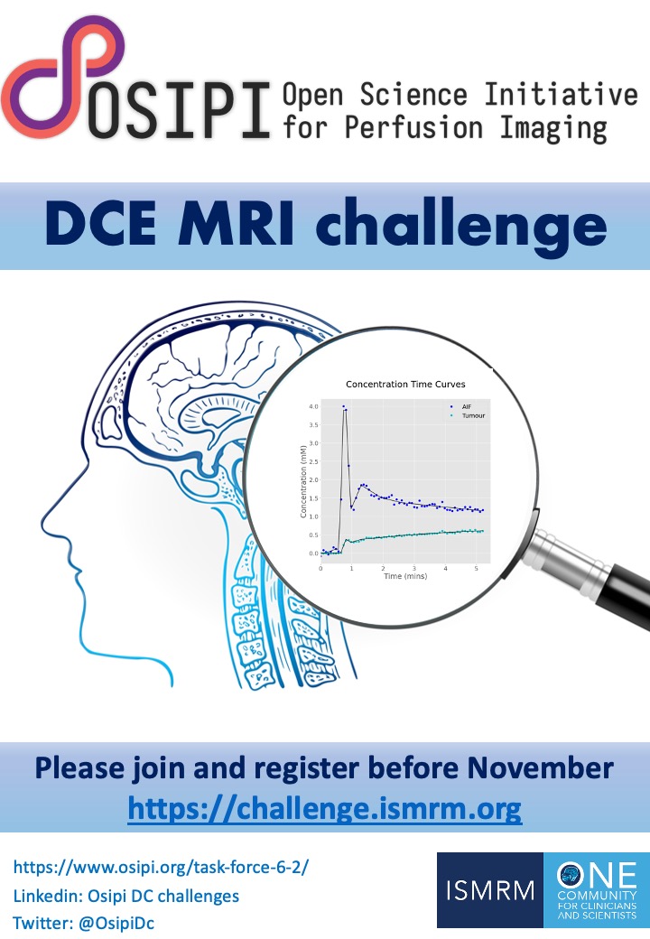 Perfusion MRI enthusiasts,

Have you thought about joining the OSIPI ISMRM DCE challenge? 

If you submit your results before October you can be included as co-author in our ISMRM 2022 abstract!

More info and registration: challenge.ismrm.org

#OSIPIDCchallenge #DCE #MRI