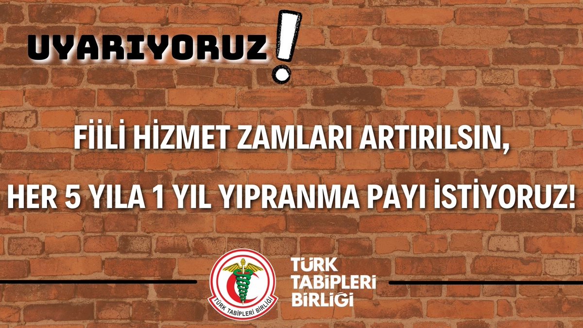 Uyarıyoruz❗

Fiili hizmet zamları artırılsın,
Her 5 yıla 1 yıl yıpranma payı istiyoruz!

📢 #SağlıkçınınHakkıÖdenmiyor