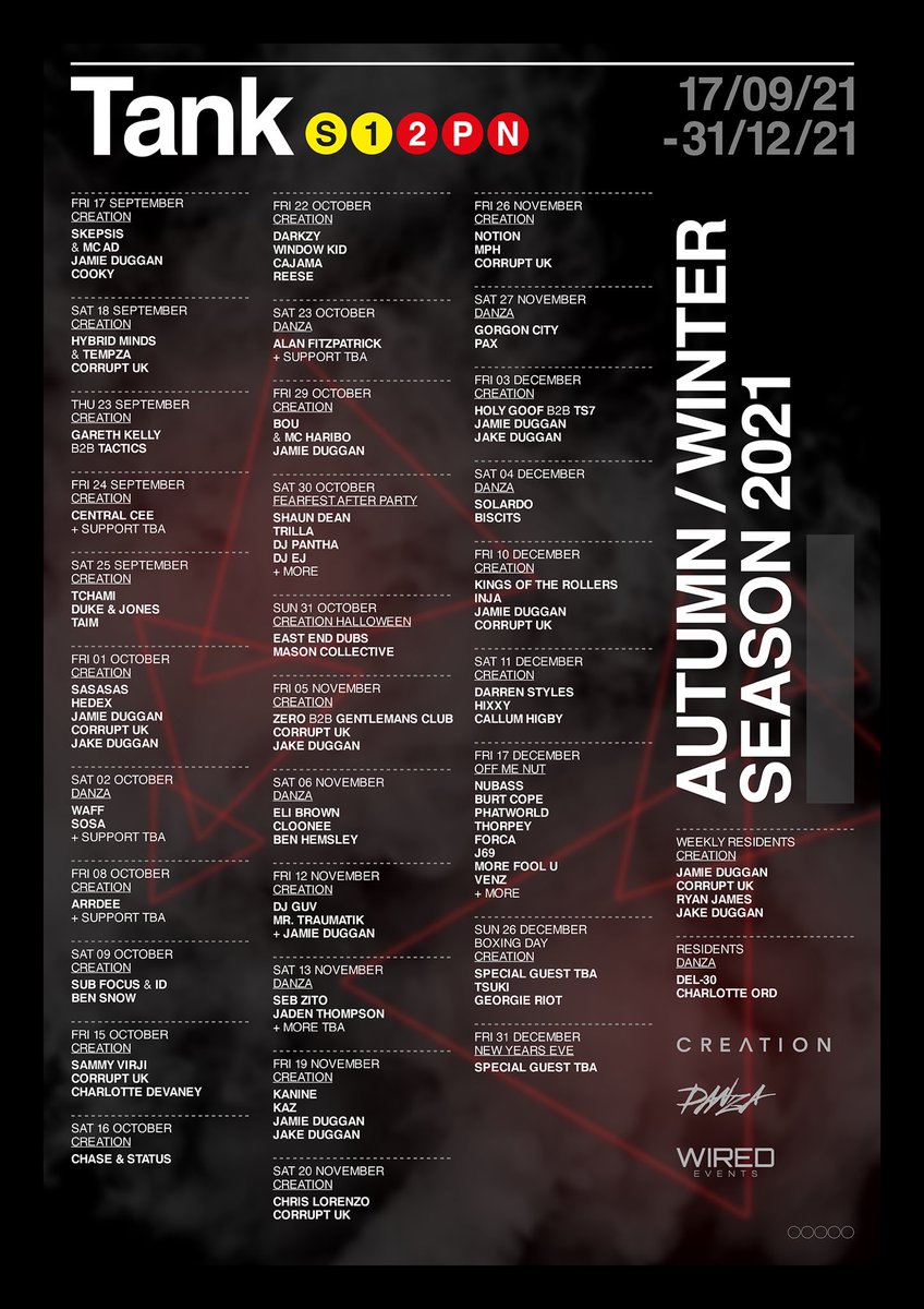 TANK AUT/WIN 2021 LINE UPS
*WIN 3 PASSES TO EVERY EVENT* Sign up now - bit.ly/3DuAg73
to be the first to get tickts to each event &amp; discount! 
All events on sale 9am this Friday to sign up customers ONLY!

*Win passes!* Just like &amp; retweet this pic then tag 2 mates*