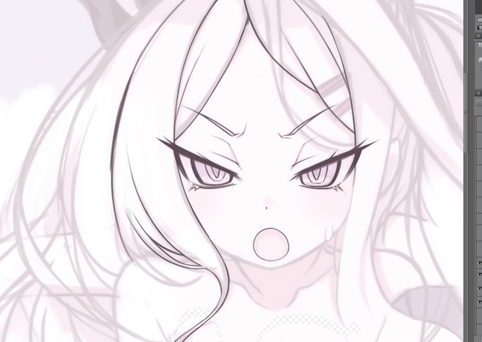 やっとお顔の清書が始まった。 