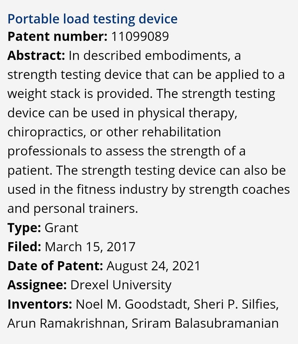 motorprimitive's tweet photo. New patent awarded @DrexelCNHP @DrexelUniv 
Bringing affordable isometric strength testing and training to market. https://t.co/V3idvAnTKy