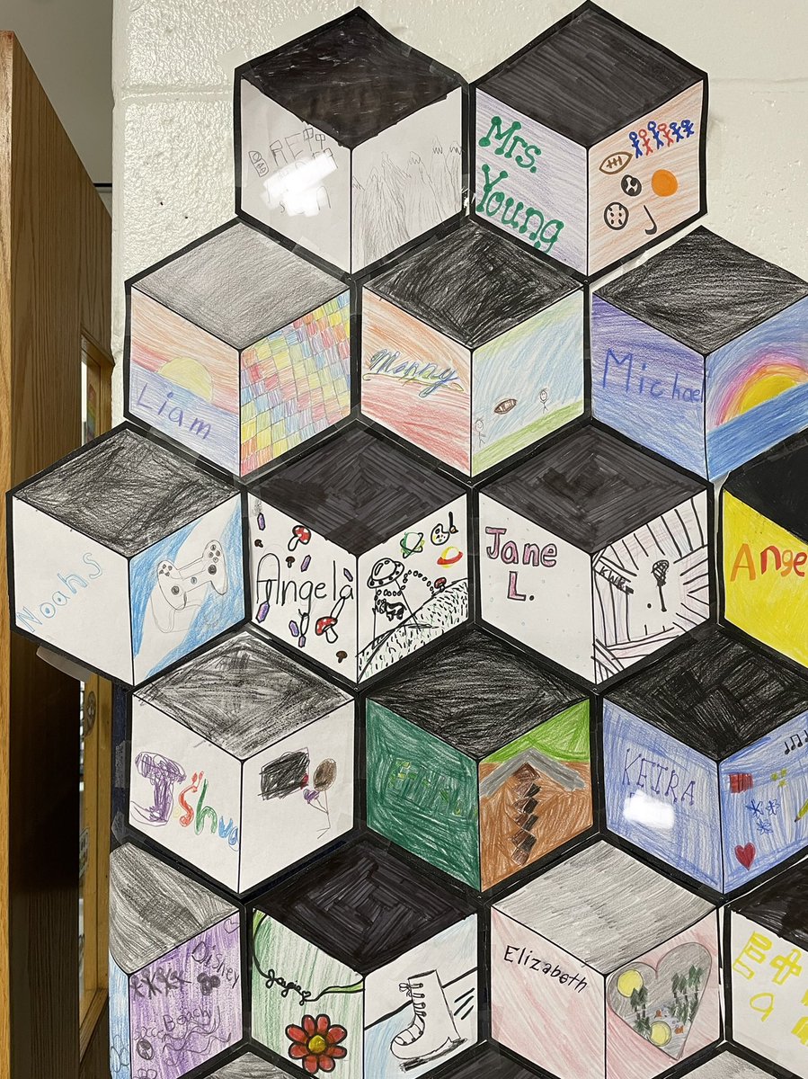 Back to school getting to know you activity for team 6-1 homerooms using <a href="/ThankYouX/">ThankYouX</a> cube art! looking awesome already! #RandolphSchools