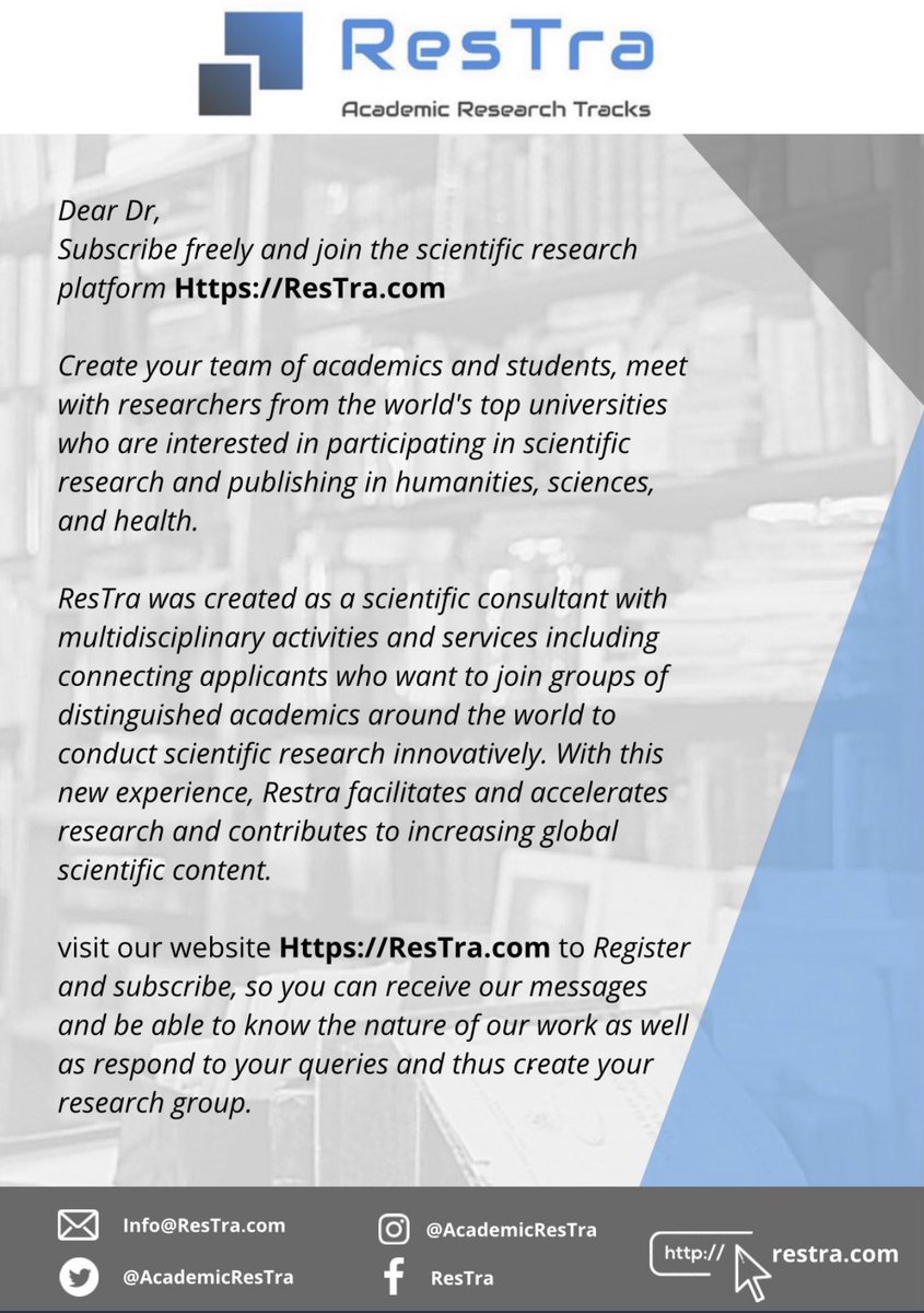 AcademicRestra's tweet photo. #ACADEMICResTra #AcademicTwitter 
#AcademicWriting #phd #Universities #sciencetwitter #Research https://t.co/MjZU0bE4Ak