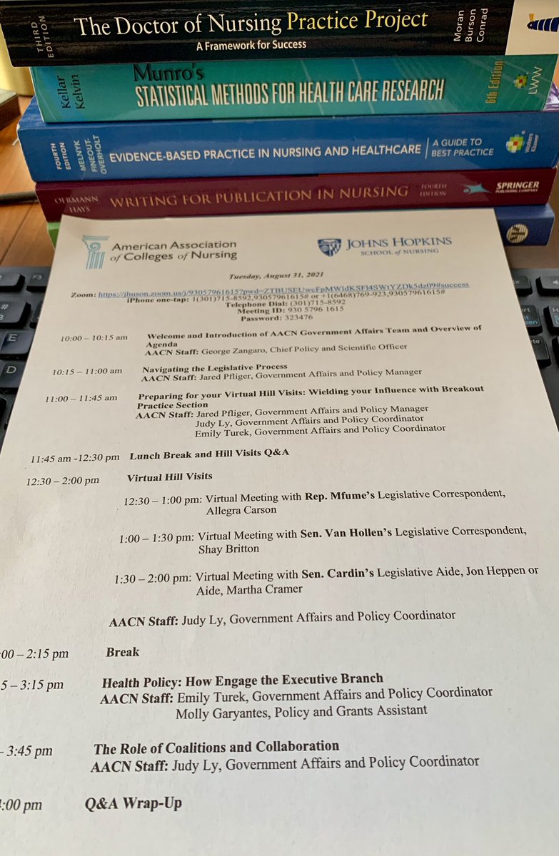 DNPKleet's tweet photo. Excited for this virtual health policy trip to Capitol Hill! Thank you @AACNursing & @JHUNursing for the experience with Faculty leaders and student colleagues @kmciltr1 @bvangra1 @DrTomori @zyreneNP @murph_jd @LKruszka #DNP / #MBA #DNPexec #NursesLead #GoHopNurse https://t.co/ZcynqwbnTl