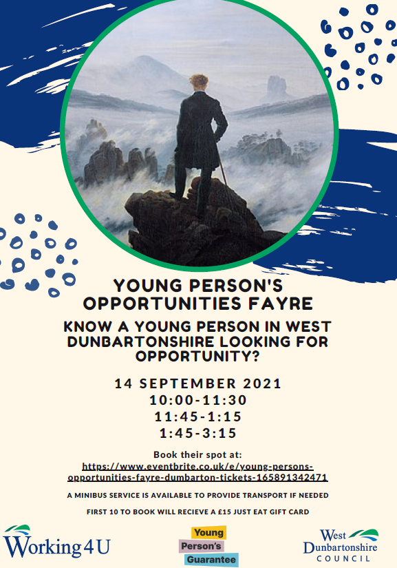 Are you a young person in West Dunbartonshire looking for opportunity?🧐

Book your spot now at: eventbrite.co.uk/e/young-person…

<a href="/WDCouncil/">West Dunbartonshire Council</a> <a href="/Working4U_WDC/">Working4U@WDC</a>