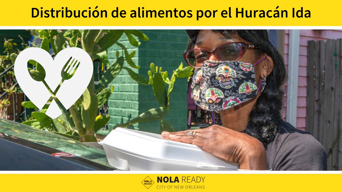 nolaready's tweet photo. Following #Ida, many #NOLA residents are in need of food. Free meals are available at the following locations today, August 31. 

Tras el paso del huracán #Ida, muchos habitantes de #NOLA necesitan alimentos. Hoy hay comidas gratuitas en los siguientes lugares (31 de agosto). https://t.co/8apZk6yBKL