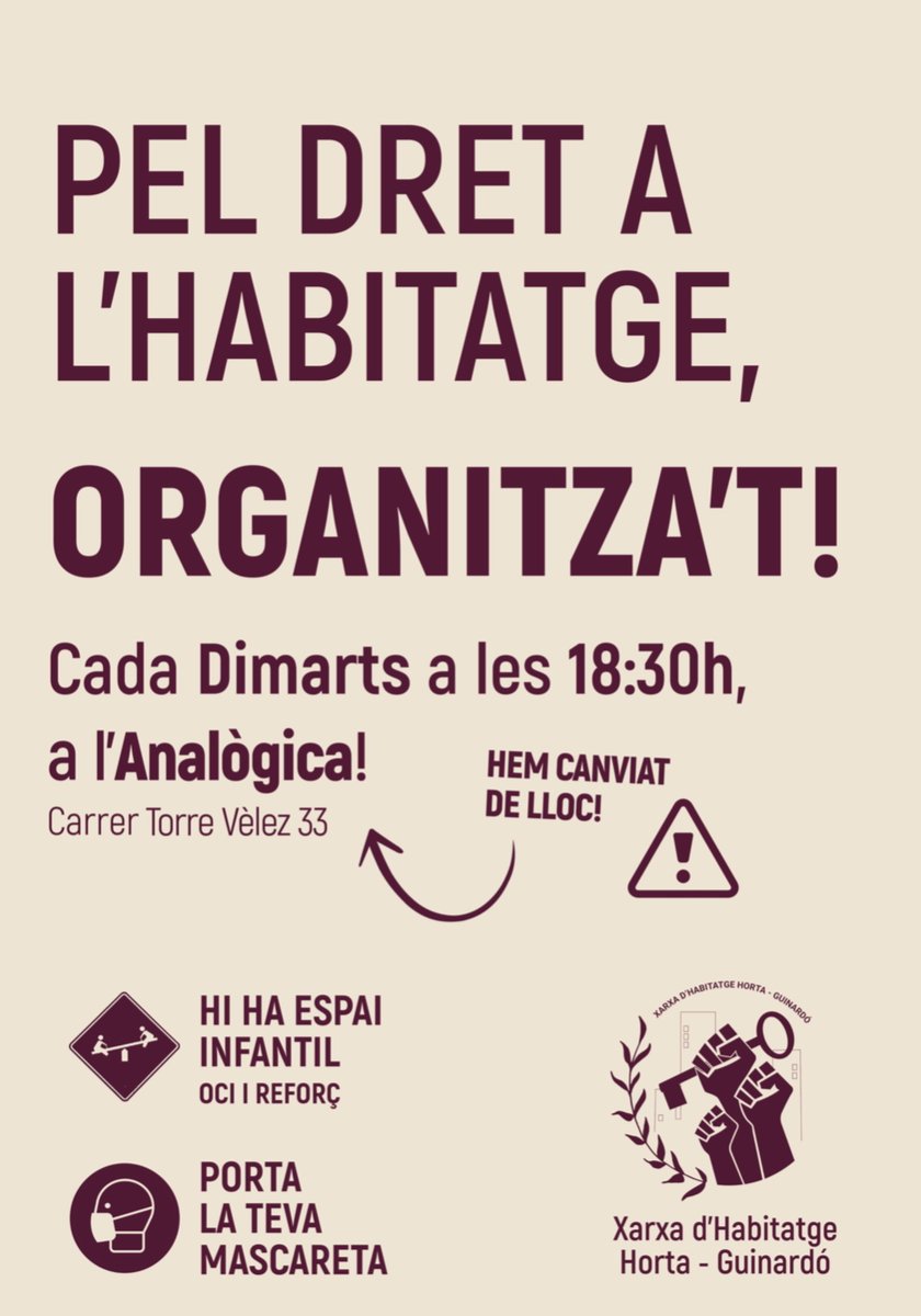 ⚠️ Tornen les assemblees! ⚠️

A partir d'avui tornen les assemblees de la Xarxa!

📅 Cada dimarts
📌a l'<a href="/analogicagnd/">L'ANALÒGICA</a> (c. Torre Vélez 33)
⏰ 18:30h