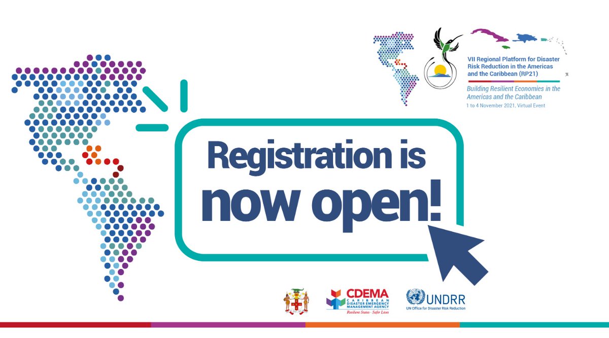 UNDRR_Americas's tweet photo. 📢Registration for the VII Platform for Disaster Risk Reduction in the Americas and the Caribbean is now open! #RP21
✍️To register, click here: https://t.co/D1clBYoezX https://t.co/Tq6tGJpehl