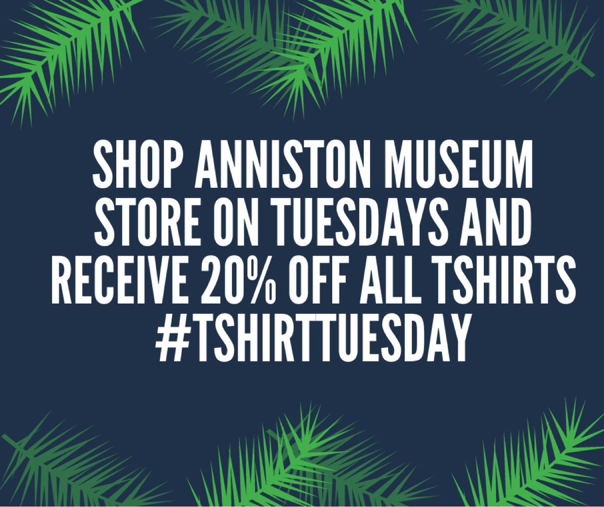 ExploreAMAG's tweet photo. Shop the Anniston Museum Store today for 20% off your tshirt purchases! 

#TShirtTuesday #ExploreAMAG https://t.co/xlQa06uNbo