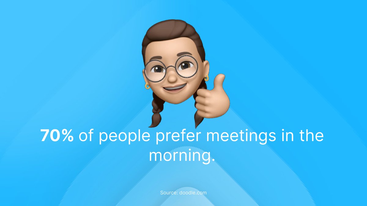 meetbackio's tweet photo. 70% of people prefer meetings in the morning. What do you think of that? Try https://t.co/TxXyMdpapG and set up your meetings right.

#meetings #badmeeting https://t.co/g07J9fp5k9