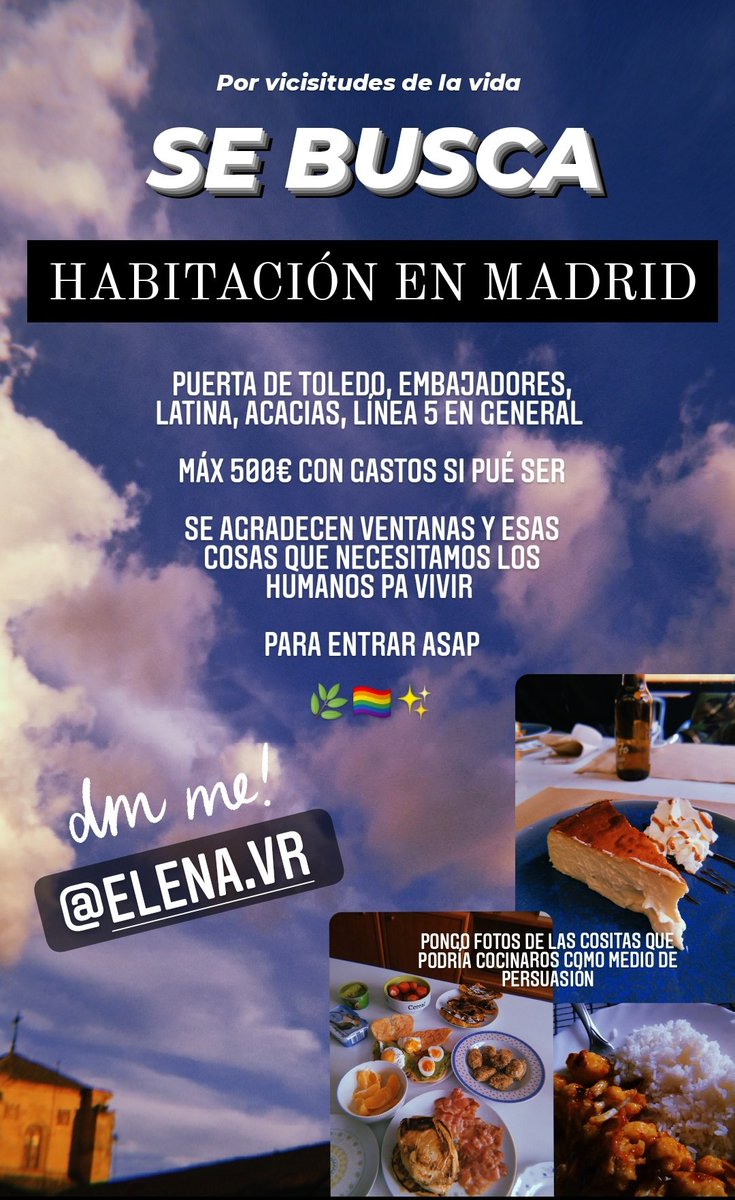 Elena_sza's tweet image. ✨Still homeless esperemos que no por mucho tiempo✨

BUSCO HABITACIÓN EN MADRID 

@Pisoestudiante_ 
#pisomadrid
#FreeMbappe 
#ayudaalprojimocomosifuesestumismo