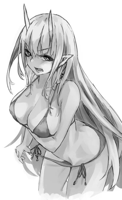 グレースケール鬼っ子ちゃん 
