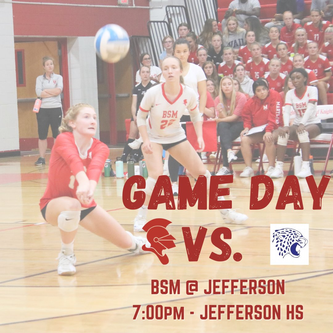 BSM Volleyball hits the road to take on Bloomington Jefferson tonight! Come cheer on your no. 10 ranked Red Knights (AAA) as they look to upset the no. 8 ranked Jaguars (AAAA)! Game time is 7:00pm at Jefferson!