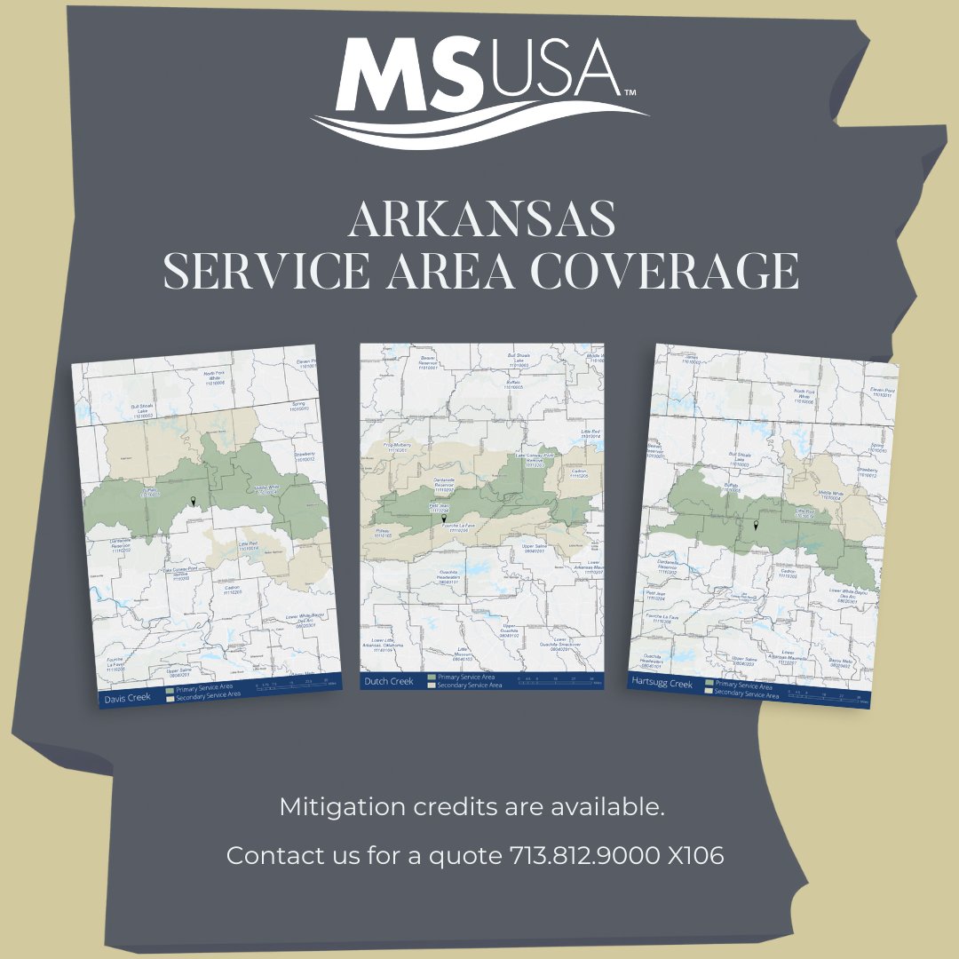 MitigationUSA's tweet photo. Our service area coverage for wetland and stream mitigation offsets in Arkansas is substantial. Contact us for more information or visit our website at https://t.co/aVENqBrNwI
Mitigation Solutions USA https://t.co/J5go7kxOzx