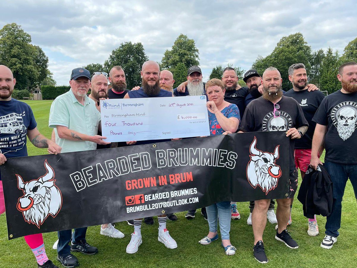beardedbrummie's tweet photo. Presenting the £4000 cheque we raised doing our 27mile walk @BirminghamMind 💙💙 #beardedbrummies https://t.co/Ky1OnrHi5Y