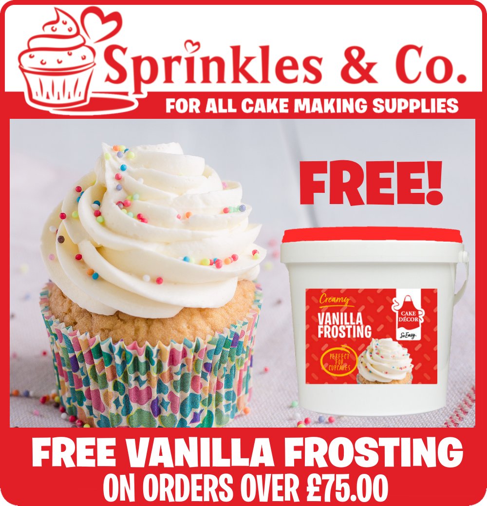 ✨ #OFFER ALERT ✨

You can now recieve a FREE 1.5kg Tub of Creamy Vanilla #Frosting on orders over £75! This is a limited time offer, so between 1st - 14th September, when you checkout and your basket is over £75, we'll add the tub to your order, for free buff.ly/2XbVUXq