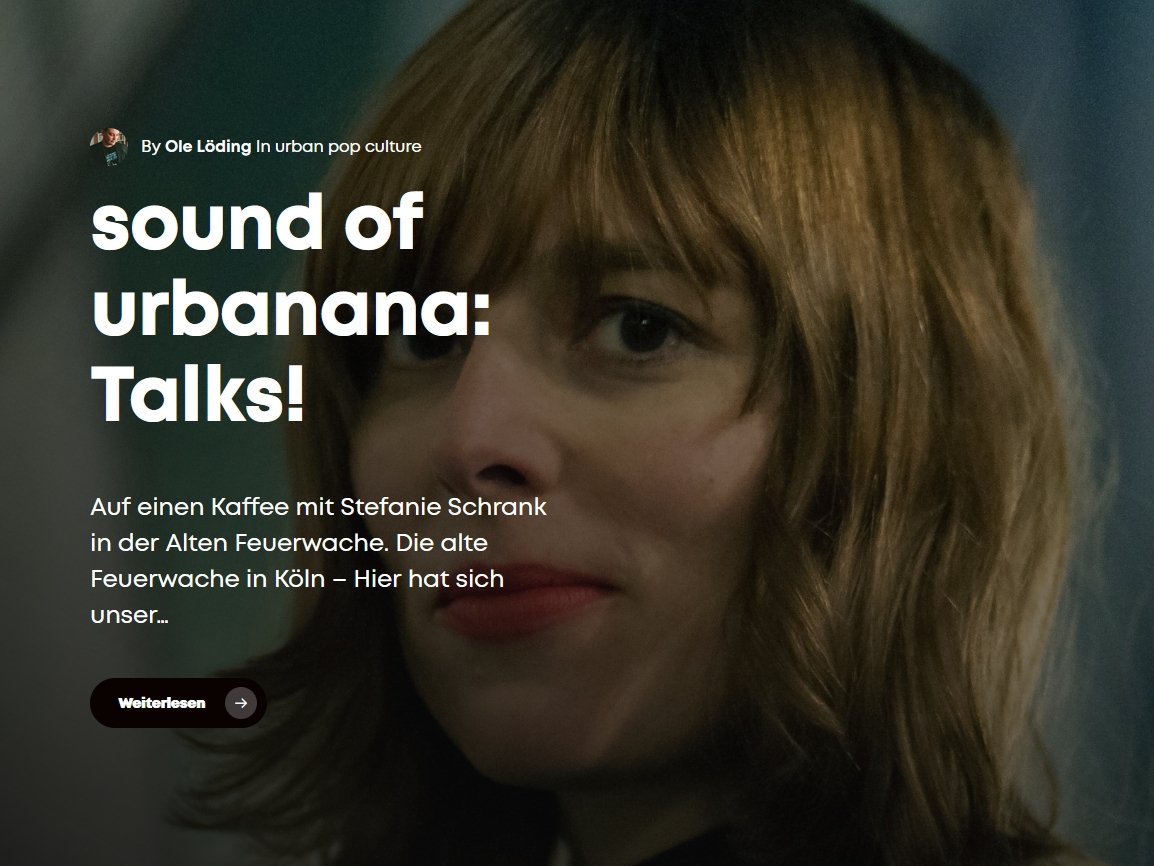 Wie schön das war!
Für <a href="/goingurbanana/">urbanana</a> war ich "Auf einen Kaffee mit Stefanie Schrank in der Alten Feuerwache".

Folge 2 der "sound of urbanana: Talks!" ist da. Deutsch &amp; Englisch, hier: urbanana.de. 15 Min. über Musikerinsein, Inspirationen und den #SoundOfTheCities.