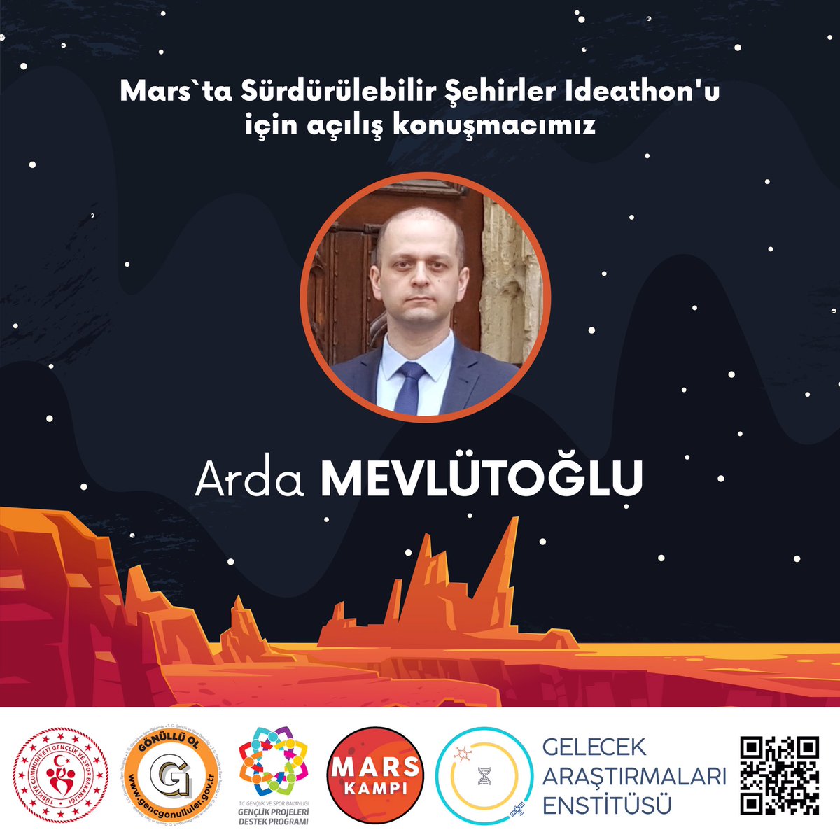 Mars’ta Sürdürülebilir Şehirler Idaethon’u için açılış konuşmacımız; Arda MEVLÜTOĞLU <a href="/orko_8/">Arda Mevlutoglu</a> 
Açılış konuşmamız saat 19.00’da youtube kanalımızda canlı olacaktır. youtube.com/c/GelecekAraşt…
