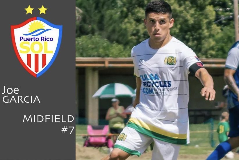 Joe Garcia signs with Puerto Rico Sol FC. He played for Tulsa Athletic, Denton Diablos , and FC Harrington. <a href="/ttownsoccer/">Tulsa Athletic</a> <a href="/dkscmens/">DKSC Men’s Soccer</a> <a href="/DentonDiablos/">Denton Diablos FC⭐️</a> <a href="/LeagueRoja/">The Roja League</a> <a href="/fan_dfw/">Dallas Wonderkids ⚽️</a>