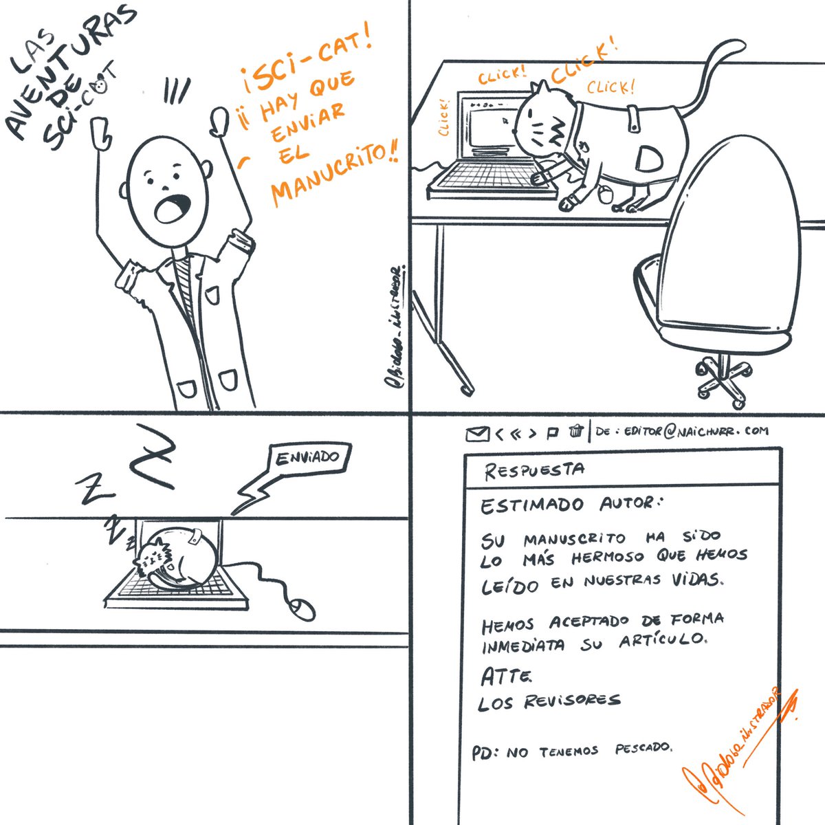 Cuando el revisor resulta ser #catlover 
Las aventuras de #scicat el gato científico