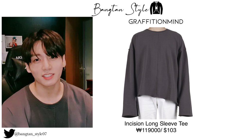VLIVE 210831-210901 Jungkook wears GRAFFITIONMIND Incision Long
