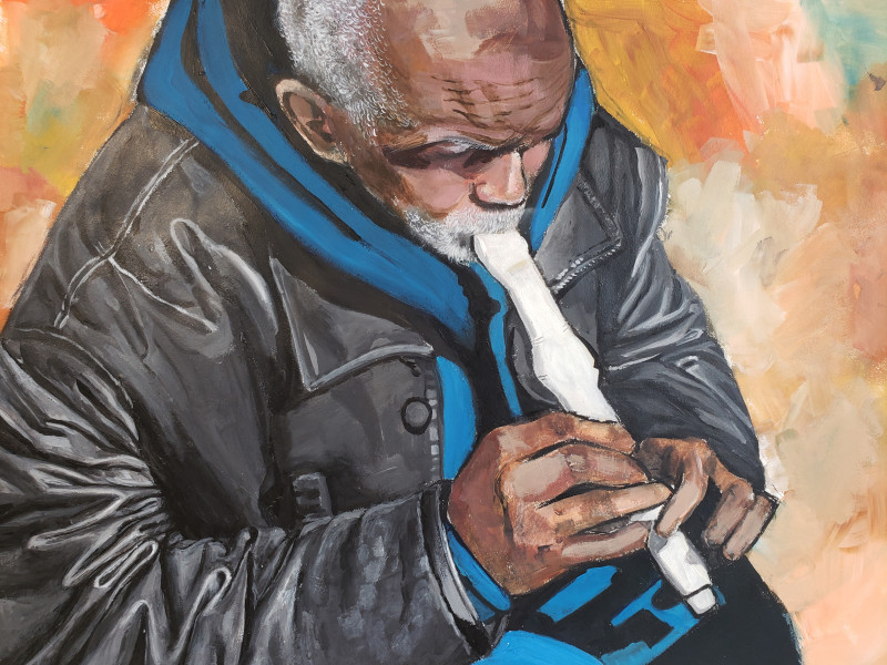 teenink's tweet photo. "These Weathering Notes" by Felicity L., who says, "There is no more immediate, more visceral inducement to encourage social activism than art. My painting, These Weathering Notes, is of an elderly gentleman on the streets of San Francisco." https://t.co/QMqol9hkG8 https://t.co/AsiJtmYoUs