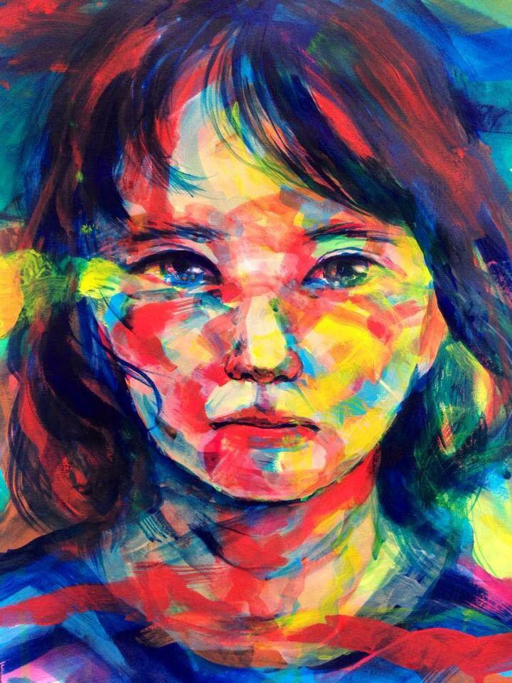 solo 1girl looking at viewer portrait colorful traditional media closed mouth  illustration images