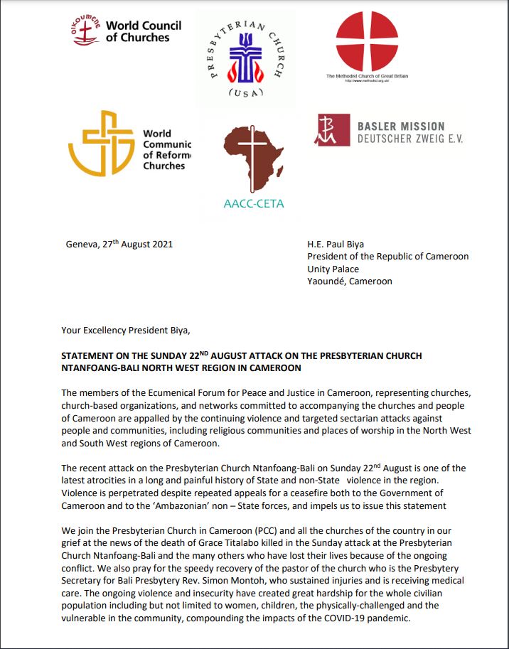judithnwana's tweet image. Thanks to the Faith-based forum for condemning attacks on religious leaders, for calling on immediate ceasefire in #Cameroon. Please help put the right pressure to #EndAnglophoneCrisis @Oikoumene @Presbyterian @USCCB @Pontifex @SenatorRisch @SenatorCardin @StateDept @RepKarenBass