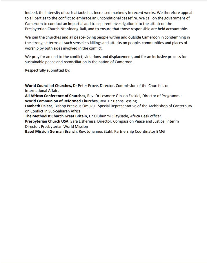 judithnwana's tweet image. Thanks to the Faith-based forum for condemning attacks on religious leaders, for calling on immediate ceasefire in #Cameroon. Please help put the right pressure to #EndAnglophoneCrisis @Oikoumene @Presbyterian @USCCB @Pontifex @SenatorRisch @SenatorCardin @StateDept @RepKarenBass