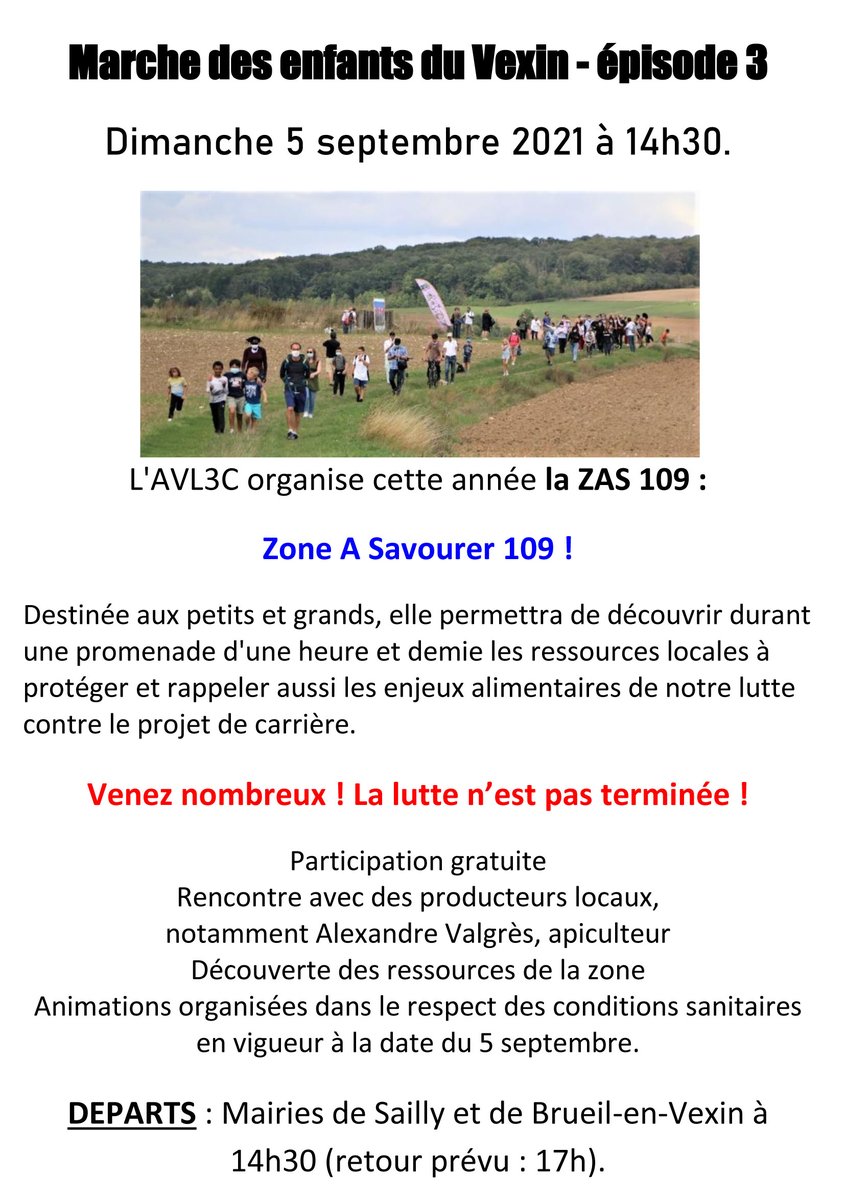 VexinZone109's tweet photo. 👥 J-3 avant la #marchedesenfantsduvexin
Destinée aux petits et grands, elle permettra de découvrir durant une #promenade les ressources locales à protéger (et rappeler aussi les enjeux alimentaires de notre lutte) contre le projet de carrière des #CimentsCalcia https://t.co/COa9UYjrZh