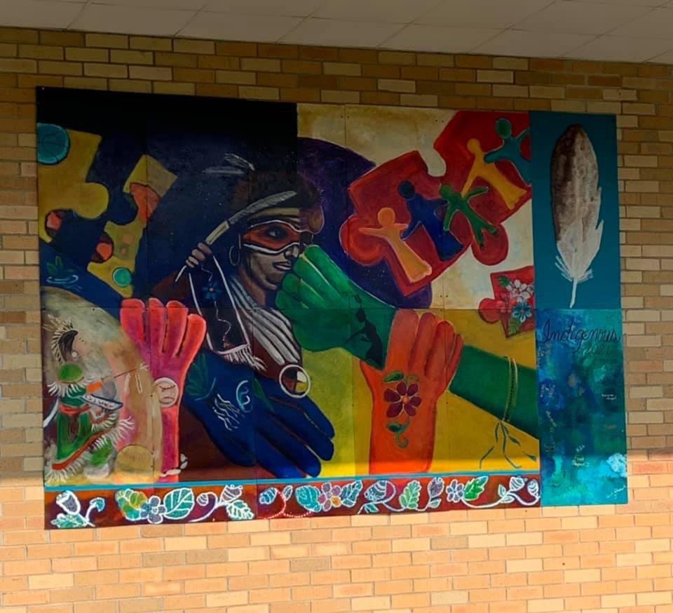Our Native students and families here in Laona worked together with two local artists to design a mural that helps to represent their culture. The mural was revealed last week directly in front of our school. #Laona212 #firstnationsWI