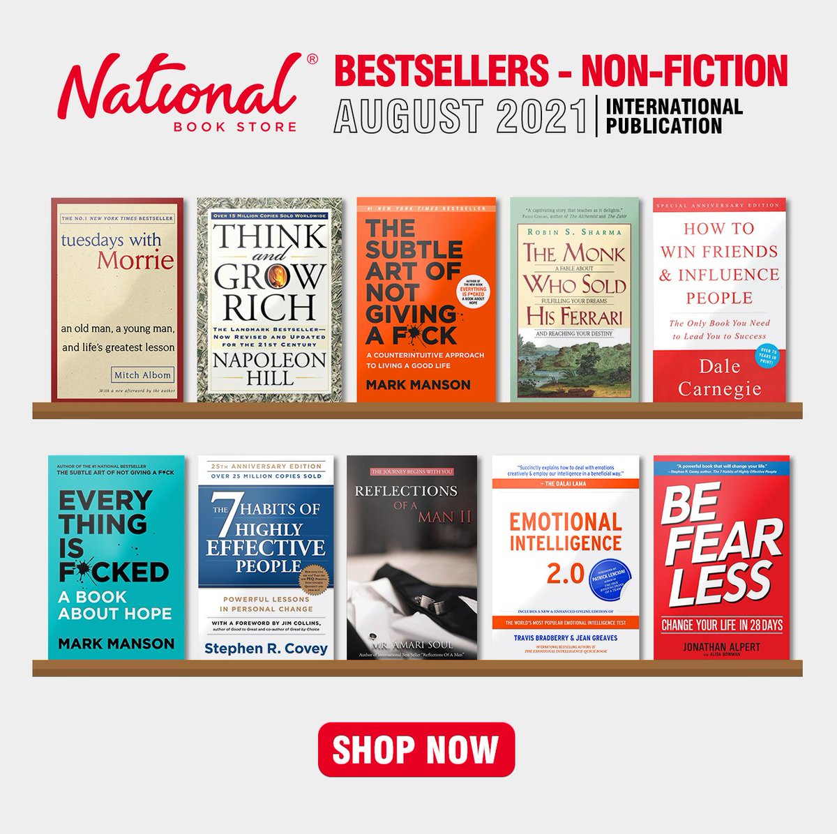 nbsalert's tweet photo. Here are the bestselling non-fiction books for August 2021! Get these from selected NBS branches.
Order for pickup or delivery:
📱Text to Order via SMS / Viber - https://t.co/r9JzrZAt3c (during store hours)
📱Order from NBS Best Deals Facebook Groups - https://t.co/4v0vKuR7sn https://t.co/diGPgzzVL0
