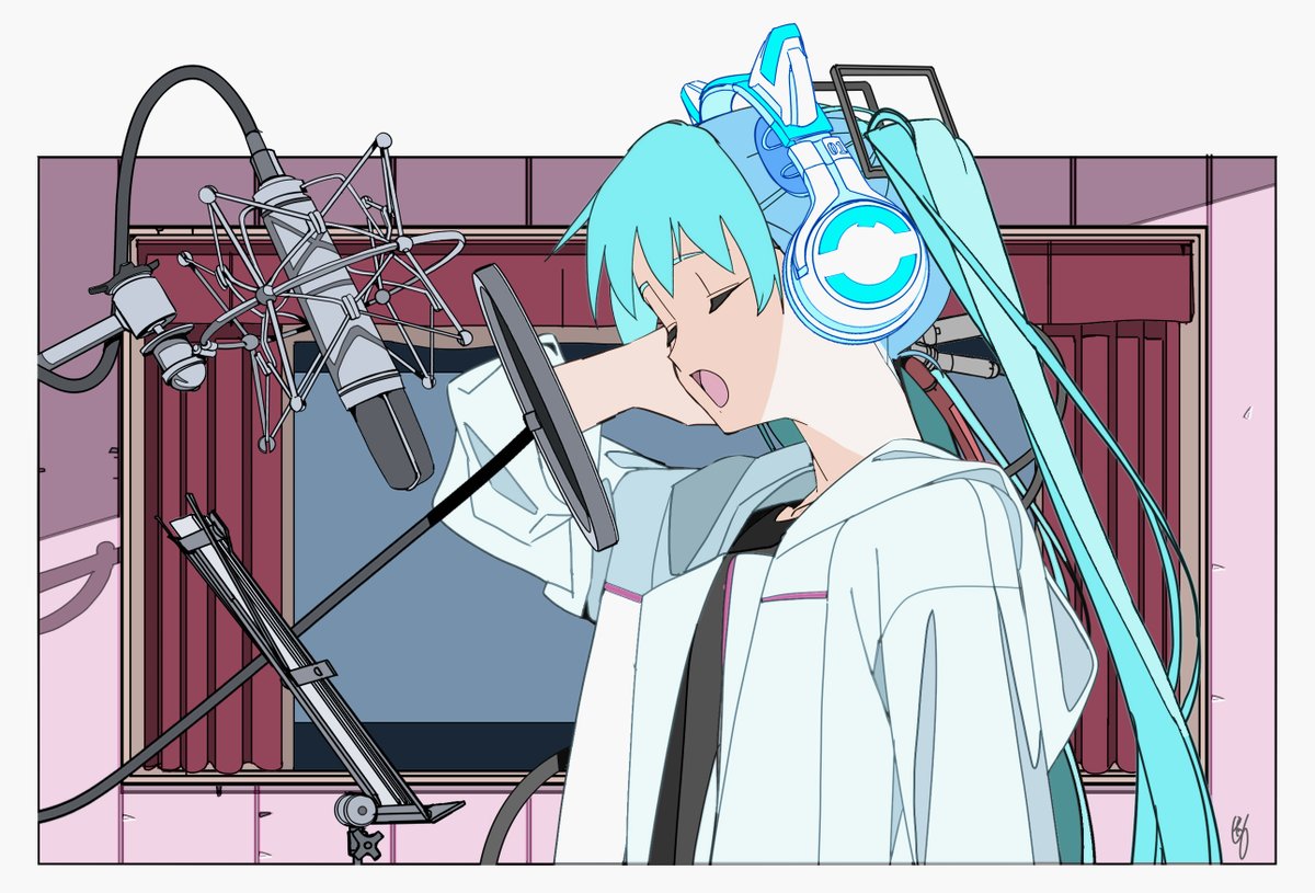 hatsune miku red scarf snowman microphone instrument hat guitar scarf  illustration images