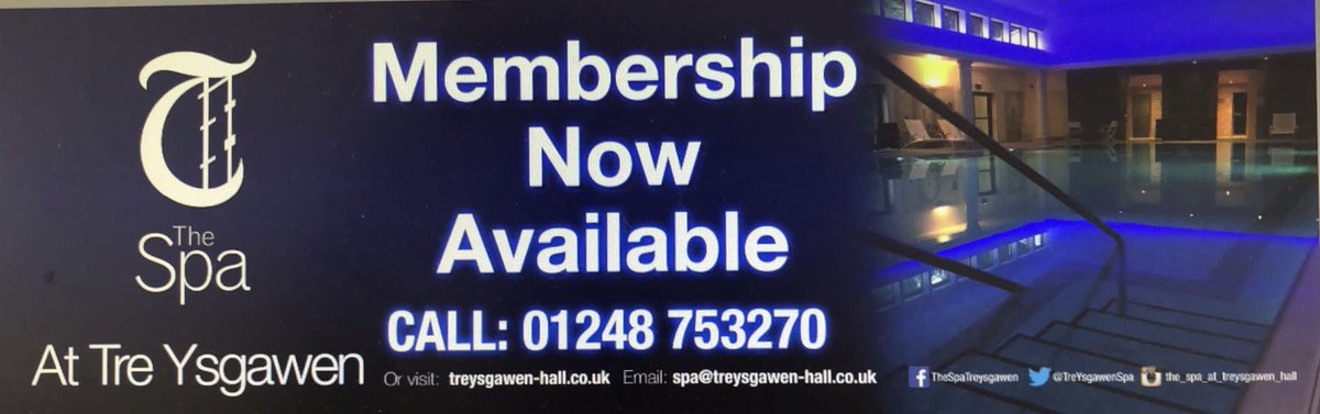 Spa Membership Now Available 
Become a member of Anglesey’s finest spa, memberships from as little as £3 per day. 
Book your personal tour today 
Contact us spa@treysgawen-hall.co.uk 
#Spa #Treysgawen #gym #membership #Anglesey
