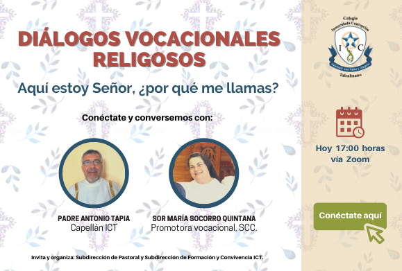InmaculadaSB's tweet photo. La Red IC invita a participar en los diálogos vocacionales religiosos.
Iniciativa que busca mantener espacios de conversación con religiosas y sacerdotes de nuestros colegios. https://t.co/m1fpPMARer