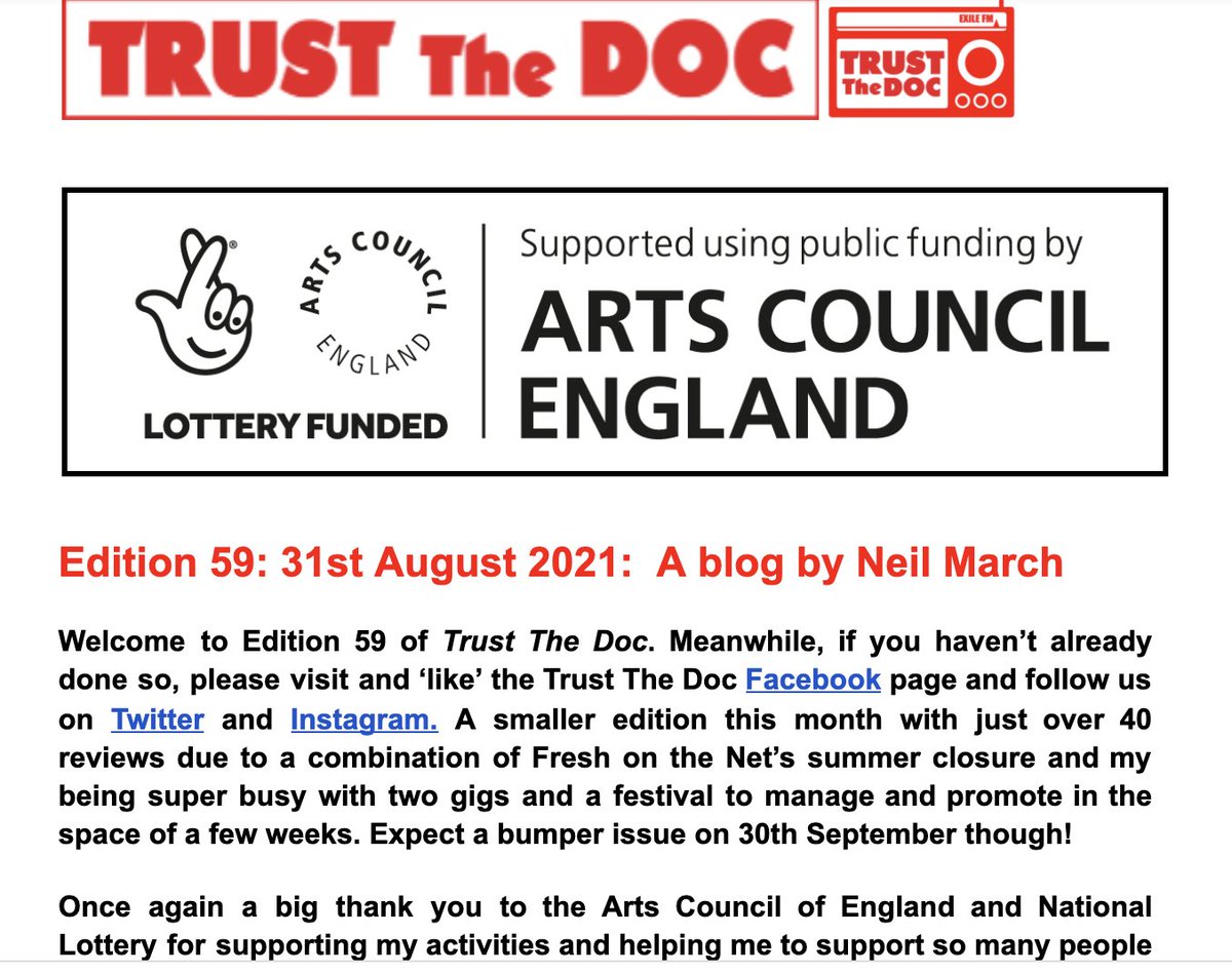 Neil March (Trust The Doc Media/ICMP) (@trustthedocuk) on Twitter photo Ed 59 #TrustTheDoc blog ft:
<a href="/TheJoJoManBand/">The Jojo Man Band</a> <a href="/anyway_dead/">dead-anyway</a> <a href="/NegReg001/">SteveS</a> <a href="/somehappything/">The Happy Somethings</a> <a href="/HoneyHahs/">HoneyHahs</a> <a href="/Sugarcanemuusic/">Sugarcane</a> <a href="/MariDangerfield/">Mari Dangerfield</a> @ImEleriAngharad <a href="/luckybitches/">Michelle Ward</a> <a href="/sofia_gillani/">SofiaGillani</a> <a href="/CarlaCHMusic/">Carla Cherrie Hendriks (Music)</a> <a href="/HOL_twt/">HOL</a> <a href="/ManeatGrass/">ManeatGrass</a> <a href="/wildhorserockuk/">Wild Horse</a> <a href="/ShounShounUK/">Shoun Shoun</a> <a href="/thirdgirlfrom/">thirdgirlfromtheleft</a>
demerararecords.com/trust-the-doc Ed 59 #TrustTheDoc blog ft:
<a href="/TheJoJoManBand/">The Jojo Man Band</a> <a href="/anyway_dead/">dead-anyway</a> <a href="/NegReg001/">SteveS</a> <a href="/somehappything/">The Happy Somethings</a> <a href="/HoneyHahs/">HoneyHahs</a> <a href="/Sugarcanemuusic/">Sugarcane</a> <a href="/MariDangerfield/">Mari Dangerfield</a> @ImEleriAngharad <a href="/luckybitches/">Michelle Ward</a> <a href="/sofia_gillani/">SofiaGillani</a> <a href="/CarlaCHMusic/">Carla Cherrie Hendriks (Music)</a> <a href="/HOL_twt/">HOL</a> <a href="/ManeatGrass/">ManeatGrass</a> <a href="/wildhorserockuk/">Wild Horse</a> <a href="/ShounShounUK/">Shoun Shoun</a> <a href="/thirdgirlfrom/">thirdgirlfromtheleft</a>
demerararecords.com/trust-the-doc