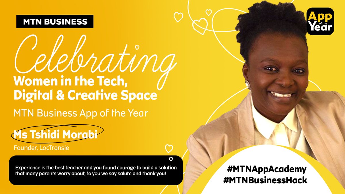 Geekulcha's tweet photo. CELEBRATING WOMEN IN TECH 👩‍💻 

Sis Tshidi Morabi is the Founder of @LocTransie which is an app for parents to track their children in real-time while they are transported to and from school

#MTNAppAcademy #MTNBusinessHack #WomenInTech https://t.co/OW0MBiNf8s