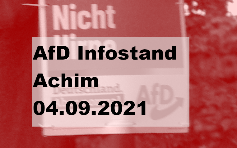 noAFD_verohz's tweet photo. #noAfd Infostand in #Achim bei #Bremen! Gerüchten nach wird die #noAfD am kommenden Samstag in Achim auftauchen. Protest erwünscht. Safe the Date. Infos folgen. https://t.co/T1lFpVSR86
