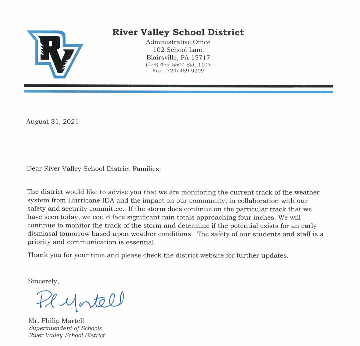 An important letter from Mr. Martell.