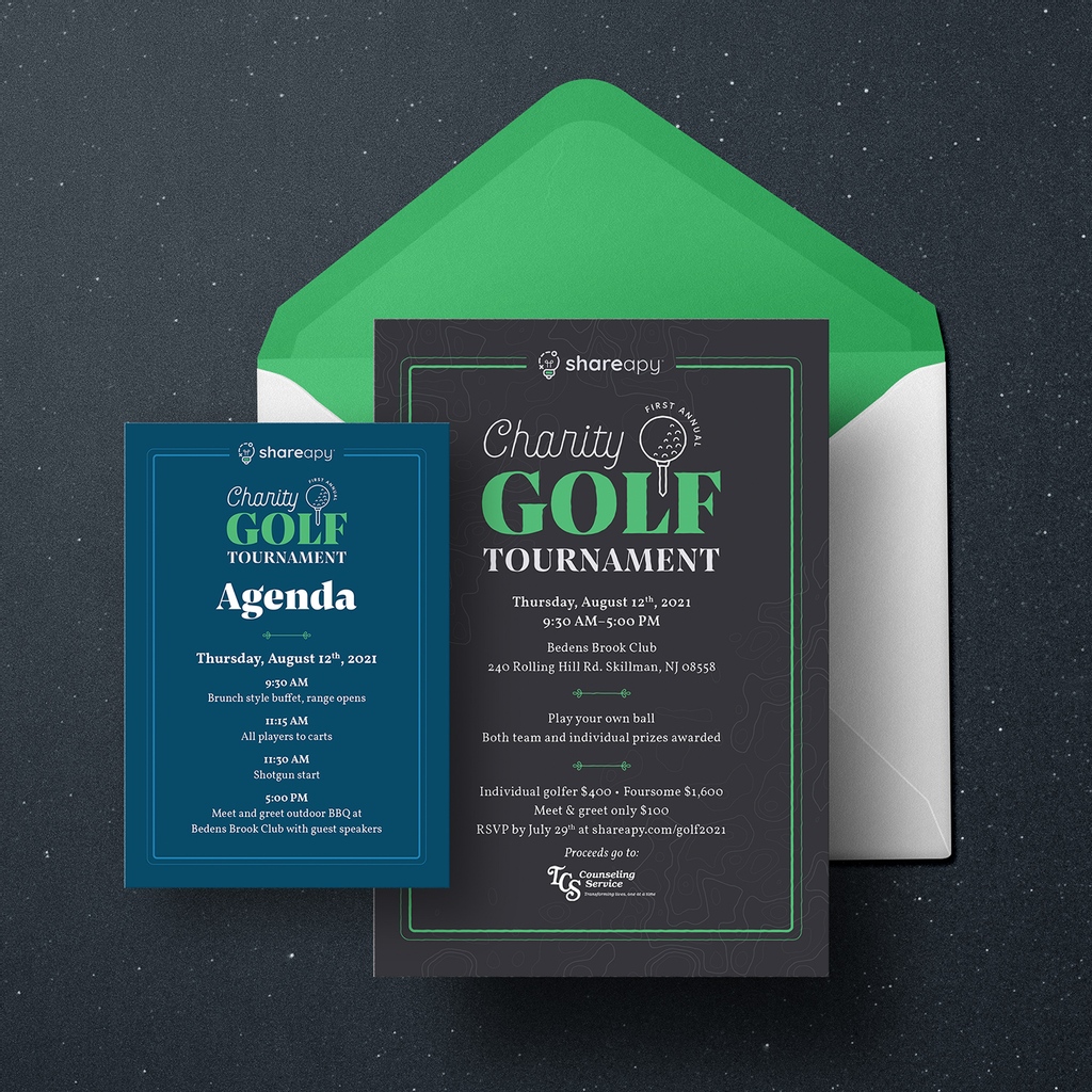 sussmanc's tweet photo. We had the honor of not only sponsoring Shareapy's first annual charity #golf event, but we designed the invitations and signage as well! 💡⛳

#graphicdesign #printdesign #invitation #golfevent #nj #shareapy #listenthinkshare #creativeagency #digitalagency https://t.co/ICgwvj0ZfN
