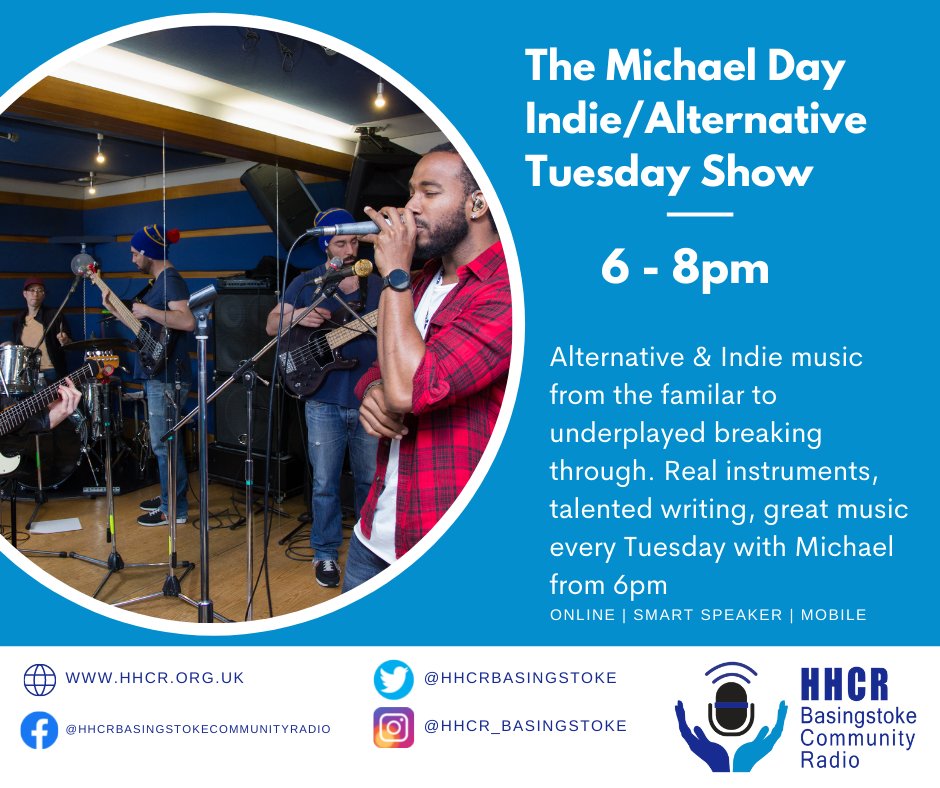 HHCRBasingstoke's tweet photo. Tuesday with Michael Day and the Indie/Alternative music Tuesday from 6pm.

Tune in via Alexa "Play HHCR" through your smart devices or online at https://t.co/j9I0Jw0z8c https://t.co/AFgArr81i6