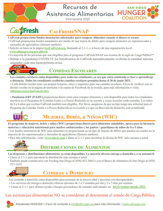 SanDiegoCOE's tweet photo. If you (or someone you know) don't know where your next meal is coming from, there is assistance available throughout the county. Find resources for families and individuals flyers in a dozen languages from @SDHungerCo  at https://t.co/JGKehQ5Y6r. https://t.co/16haLoPsoN