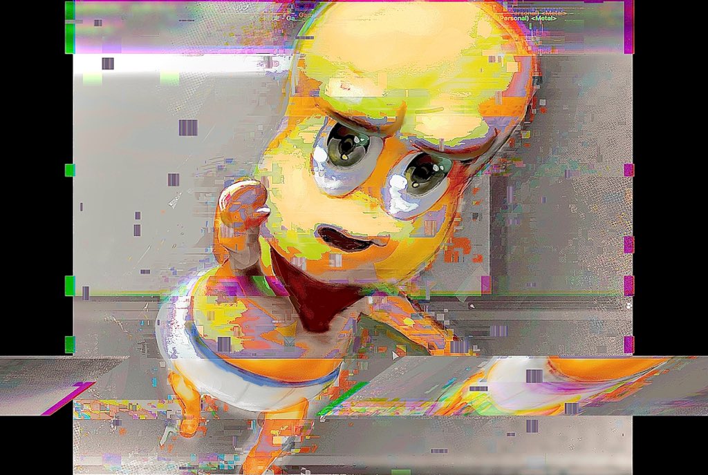 glitch 1boy solo male focus open mouth standing chromatic aberration pointing  illustration images