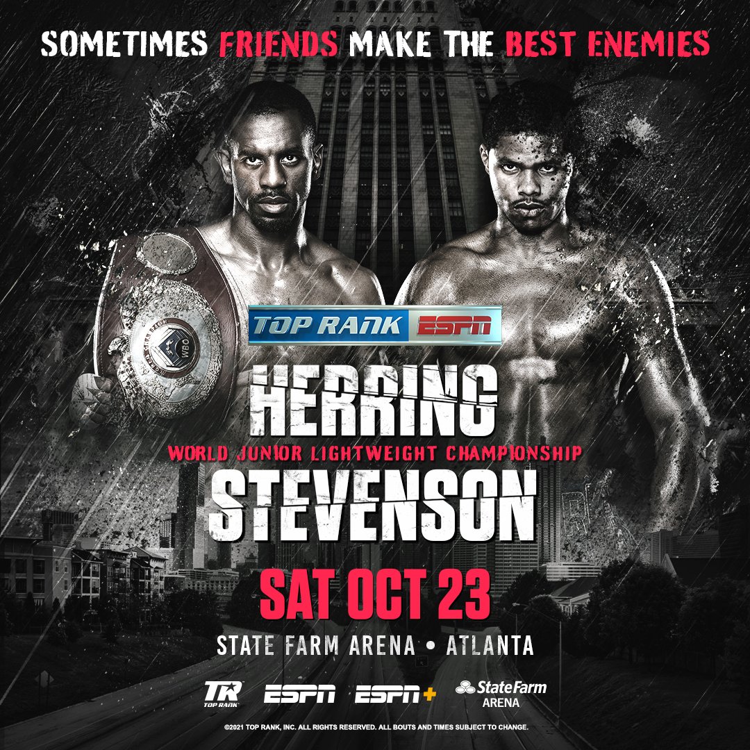 🏆 𝐓𝐇𝐑𝐎𝐖𝐃𝐎𝐖𝐍 𝐈𝐍 𝐀-𝐓𝐎𝐖𝐍 🔥

🚨 JUST ANNOUNCED: <a href="/JamelHerring/">Jamel Herring</a> is set to defend his WBO Junior Lightweight title against former Featherweight world champion <a href="/ShakurStevenson/">Shakur Stevenson</a>  Saturday, Oct. 23.