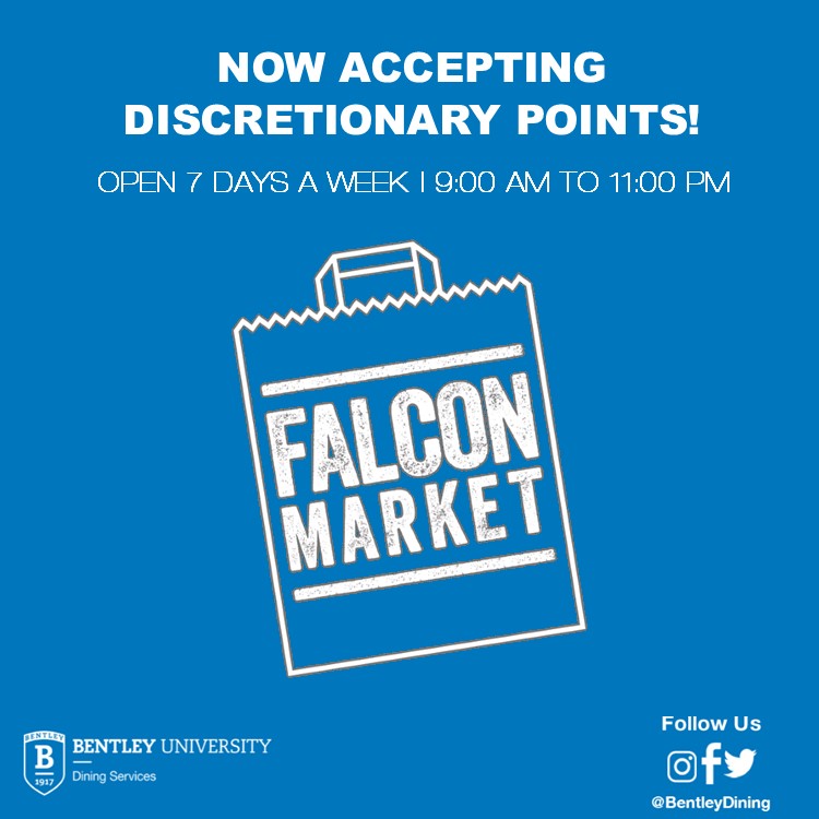 The Falcon Market is now accepting Discretionary Points! 

Visit us in Collins from 9am - 11pm, 7 days a week.