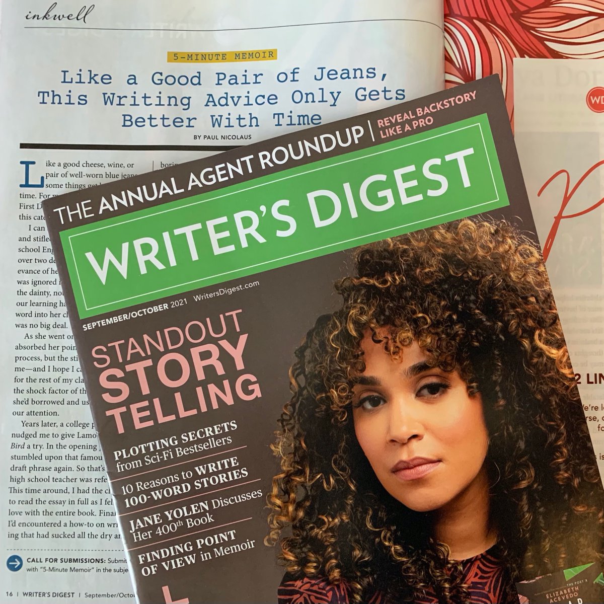 NicolausWriting's tweet photo. Excited to find the latest @WritersDigest in my mailbox! It's been good fun contributing a mini memoir on the lingering impact of @ANNELAMOTT’s classic essay. (Thanks to @Cassie000000 &amp; @AmyMJones_5 for the smart edits.) Can't wait to read the entire issue! https://t.co/Z7BGax6uJ2