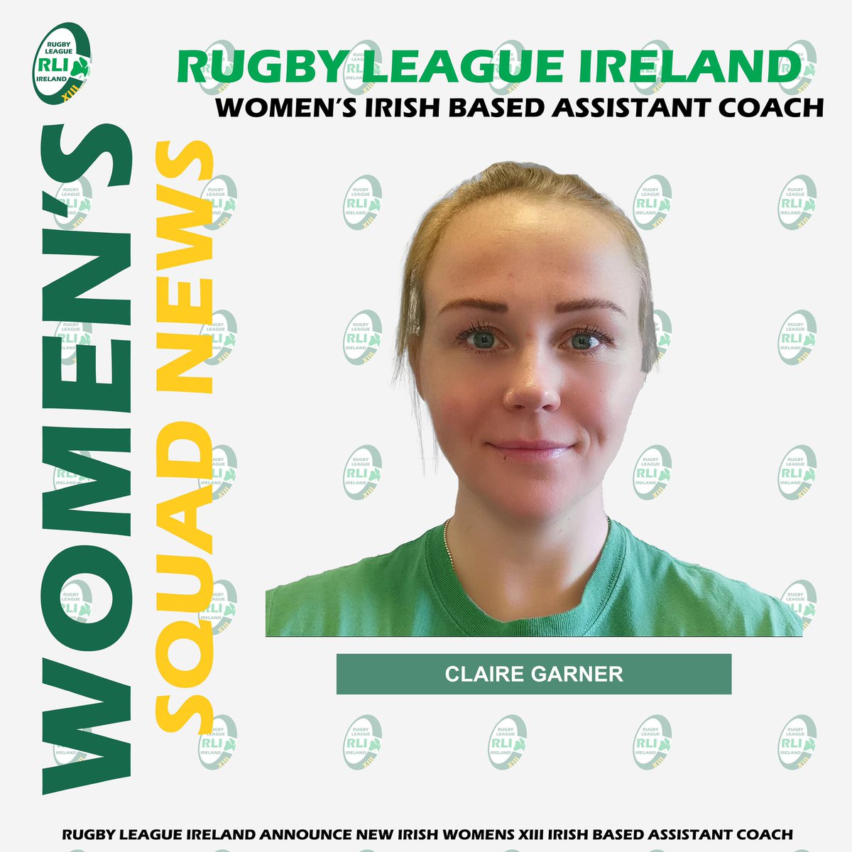 ☘️🏉 WOMEN’S NEWS | We are delighted to announce former <a href="/England_RL/">England Rugby League</a> International and <a href="/CTRLFCWomen/">Castleford Tigers Women</a> Challenge Cup and Super League finalist, Claire Garner, as the Ireland based Women’s assistant coach.

Read more 👉🏼 bit.ly/38wfYf3

• Ní neart go cur le chéile
